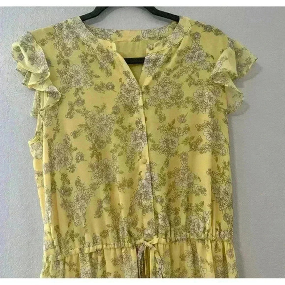 1. State‎ Women's Yellow Floral Print Sleeveless A-Line Tiered Mini Dress Size M - Picture 3 of 3